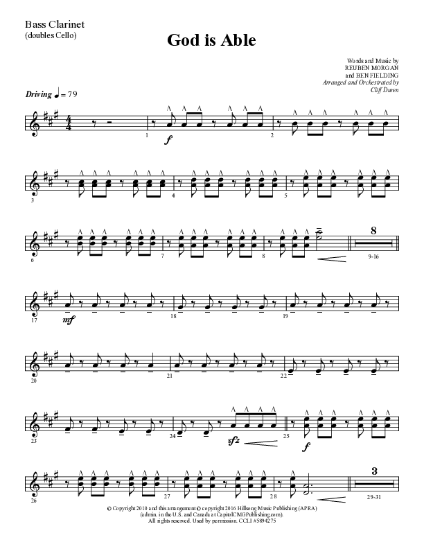God Is Able (Choral Anthem SATB) Bass Clarinet (Lifeway Choral / Arr. Cliff Duren)