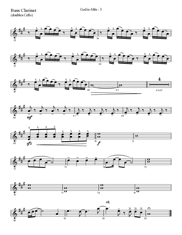 God Is Able (Choral Anthem SATB) Bass Clarinet (Lifeway Choral / Arr. Cliff Duren)