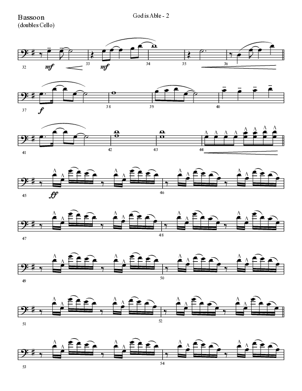 God Is Able (Choral Anthem SATB) Bassoon (Lifeway Choral / Arr. Cliff Duren)