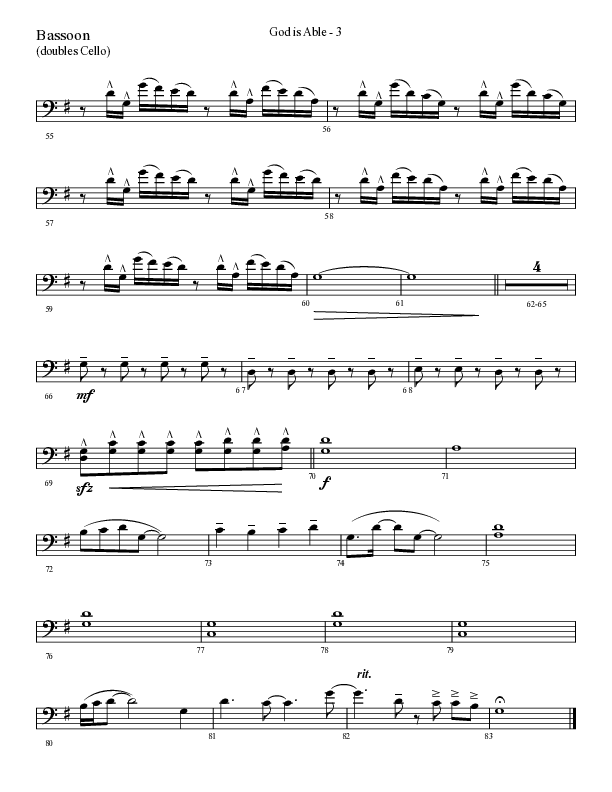 God Is Able (Choral Anthem SATB) Bassoon (Lifeway Choral / Arr. Cliff Duren)