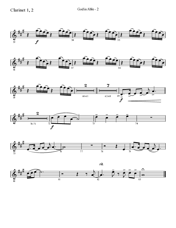 God Is Able (Choral Anthem SATB) Clarinet 1/2 (Lifeway Choral / Arr. Cliff Duren)