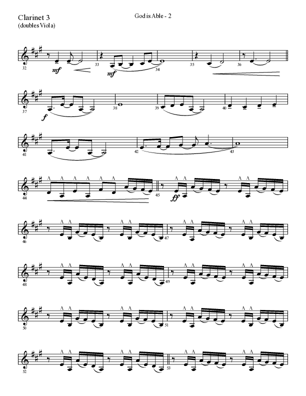 God Is Able (Choral Anthem SATB) Clarinet 3 (Lifeway Choral / Arr. Cliff Duren)