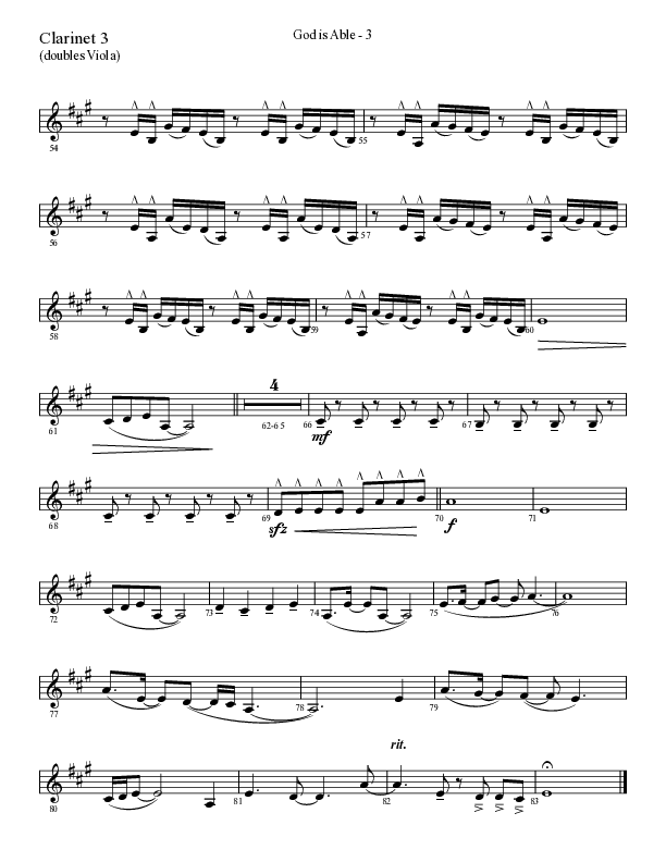 God Is Able (Choral Anthem SATB) Clarinet 3 (Lifeway Choral / Arr. Cliff Duren)