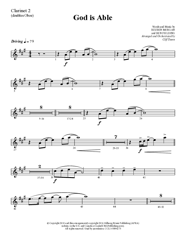 God Is Able (Choral Anthem SATB) Clarinet (Lifeway Choral / Arr. Cliff Duren)