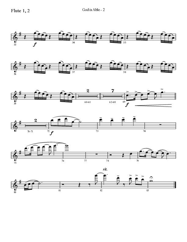 God Is Able (Choral Anthem SATB) Flute 1/2 (Lifeway Choral / Arr. Cliff Duren)