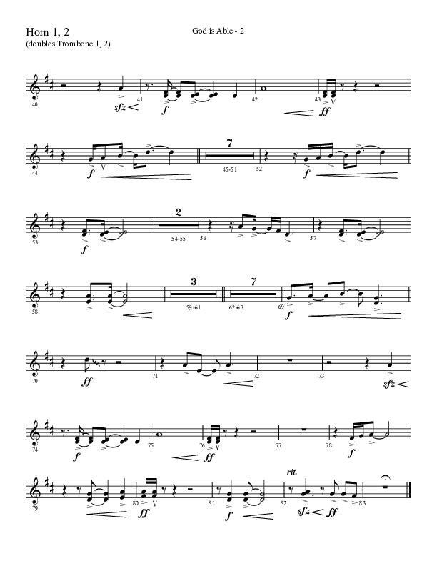 God Is Able (Choral Anthem SATB) French Horn 1/2 (Lifeway Choral / Arr. Cliff Duren)