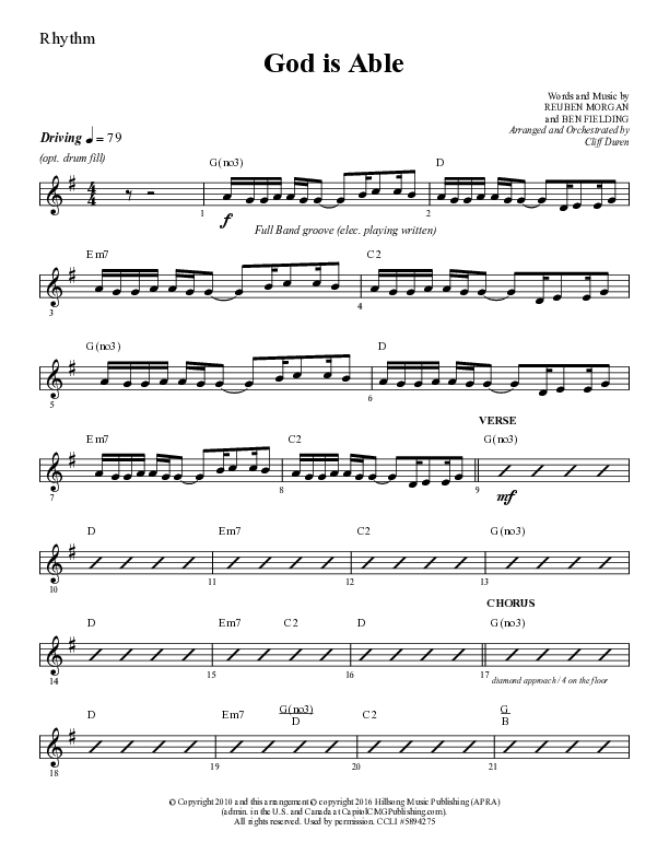 God Is Able (Choral Anthem SATB) Lead Melody & Rhythm (Lifeway Choral / Arr. Cliff Duren)