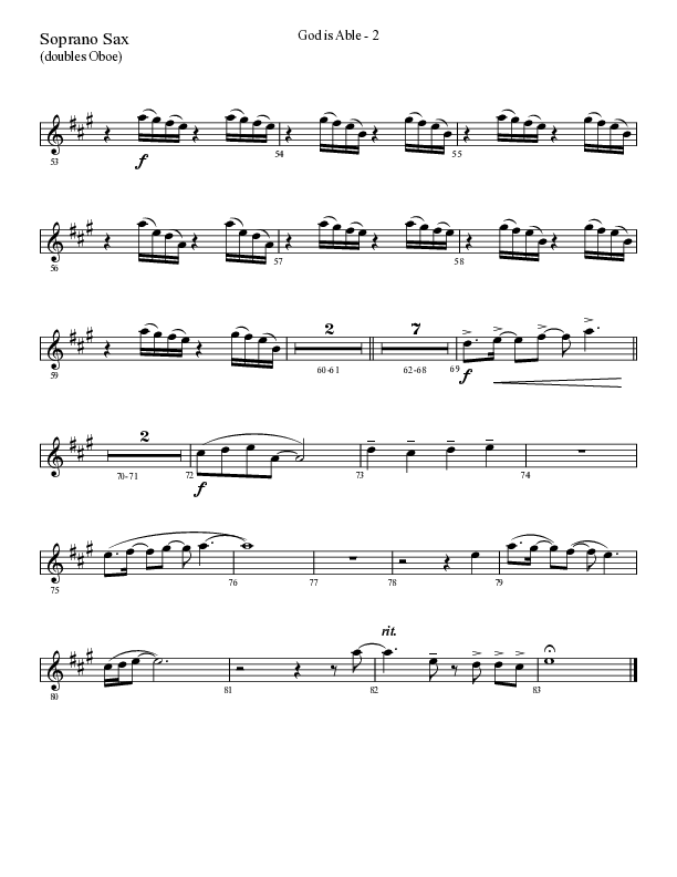 God Is Able (Choral Anthem SATB) Soprano Sax (Lifeway Choral / Arr. Cliff Duren)
