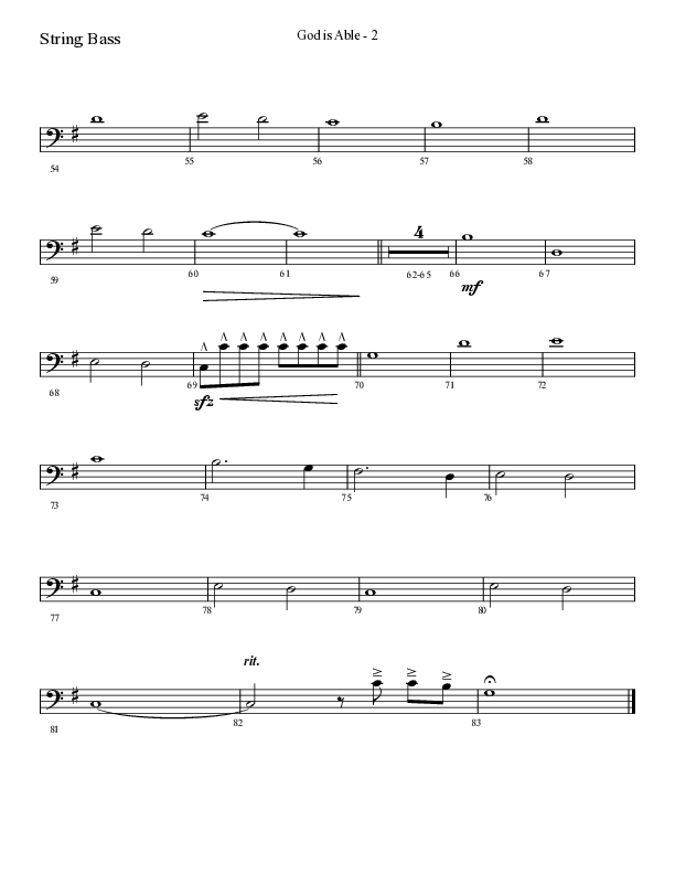 God Is Able (Choral Anthem SATB) String Bass (Lifeway Choral / Arr. Cliff Duren)