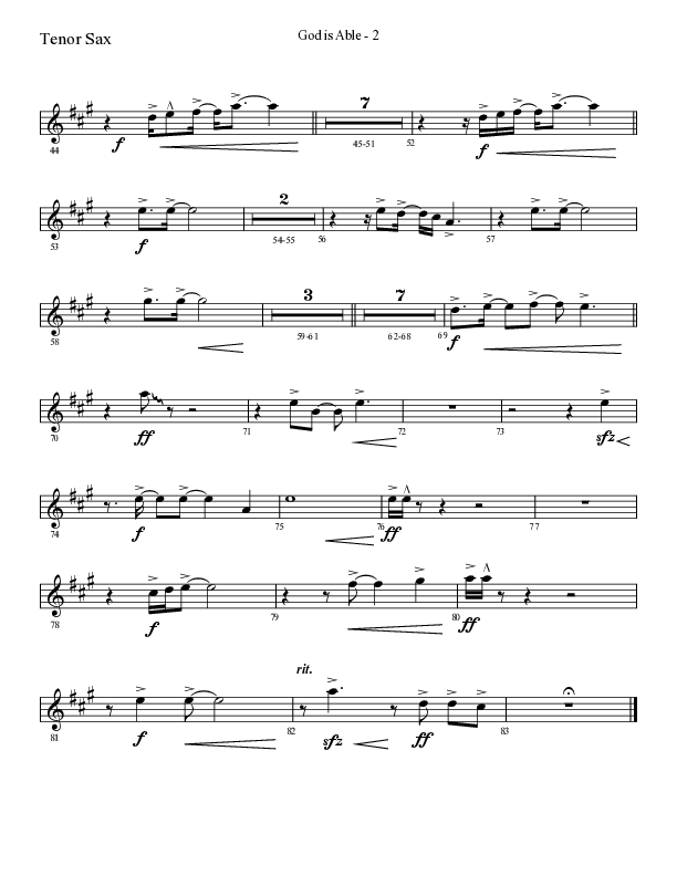 God Is Able (Choral Anthem SATB) Tenor Sax 1 (Lifeway Choral / Arr. Cliff Duren)
