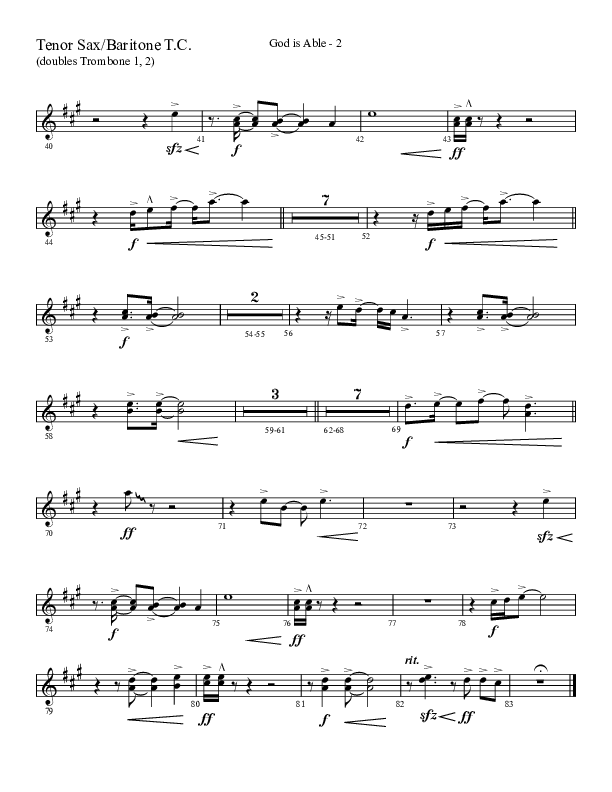 God Is Able (Choral Anthem SATB) Tenor Sax/Baritone T.C. (Lifeway Choral / Arr. Cliff Duren)