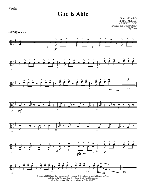 God Is Able (Choral Anthem SATB) Viola (Lifeway Choral / Arr. Cliff Duren)