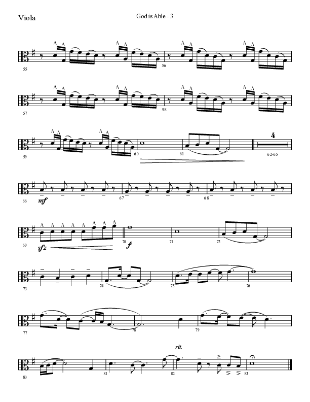 God Is Able (Choral Anthem SATB) Viola (Lifeway Choral / Arr. Cliff Duren)