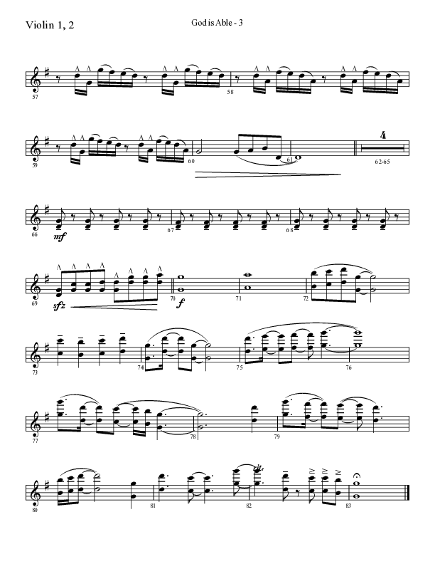 God Is Able (Choral Anthem SATB) Violin 1/2 (Lifeway Choral / Arr. Cliff Duren)