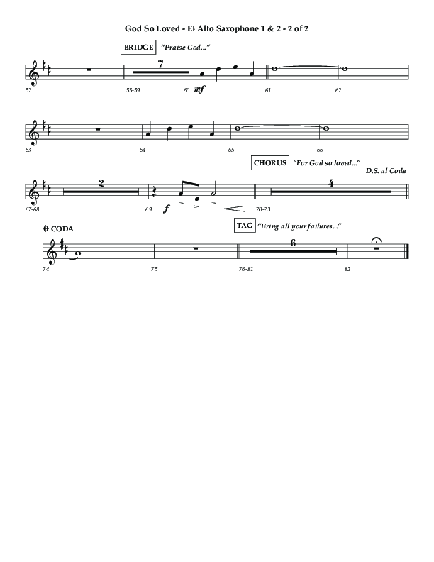 God So Loved (Choir Edition / Sing It Now) Alto Sax 1/2 (Lifeway Choral / Arr. Luke Gambill / Orch. Dennis Allen)