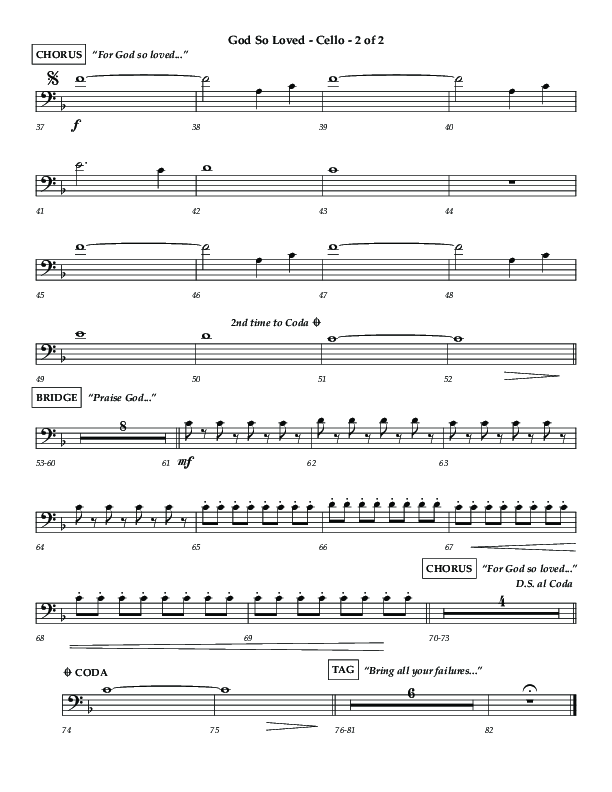 God So Loved (Choir Edition / Sing It Now) Cello (Lifeway Choral / Arr. Luke Gambill / Orch. Dennis Allen)