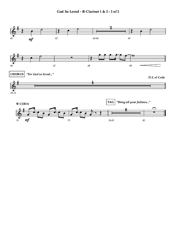 God So Loved (Choir Edition / Sing It Now) Clarinet 1/2 (Lifeway Choral / Arr. Luke Gambill / Orch. Dennis Allen)