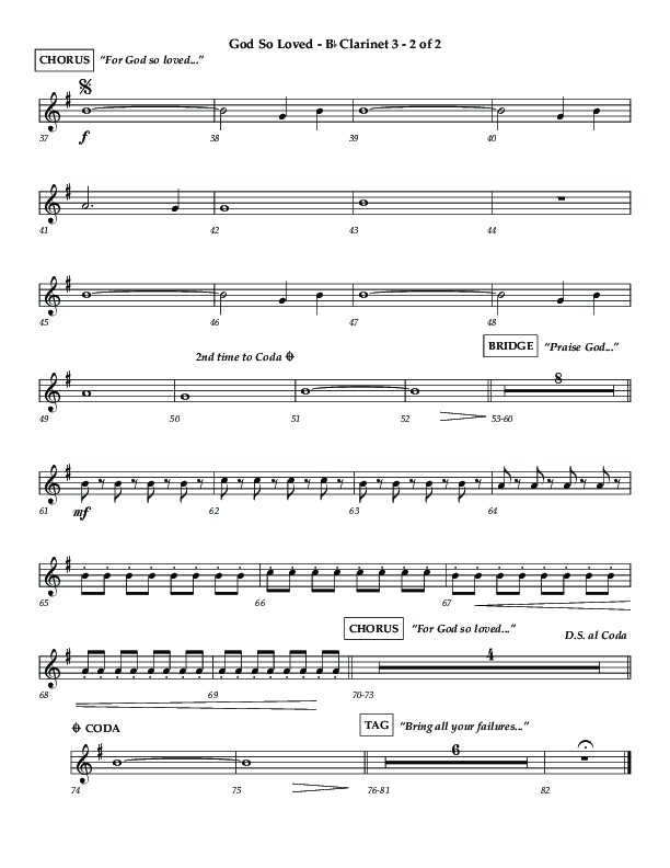 God So Loved (Choir Edition / Sing It Now) Clarinet 3 (Lifeway Choral / Arr. Luke Gambill / Orch. Dennis Allen)