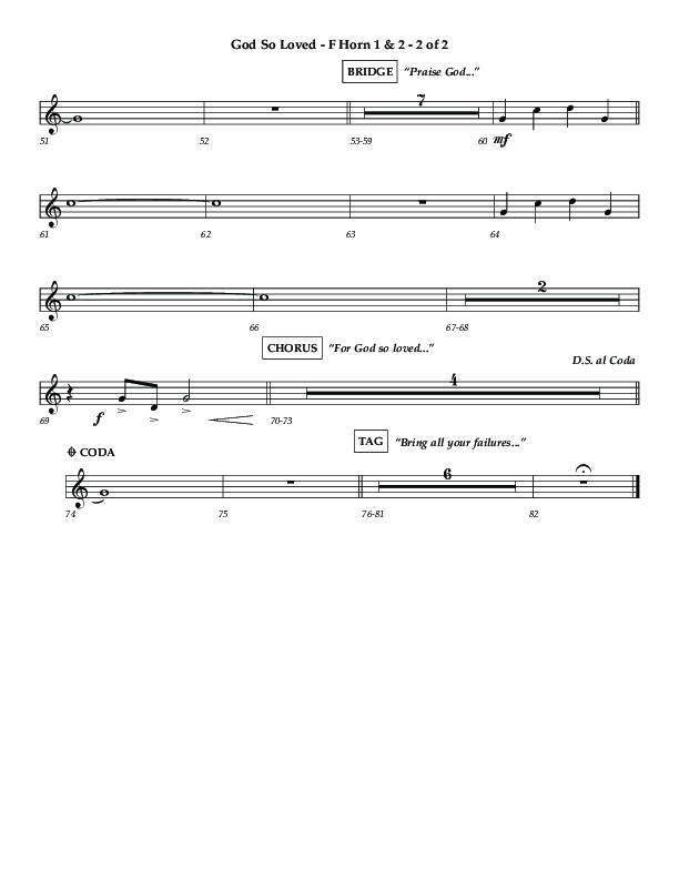 God So Loved (Choir Edition / Sing It Now) French Horn 1/2 (Lifeway Choral / Arr. Luke Gambill / Orch. Dennis Allen)