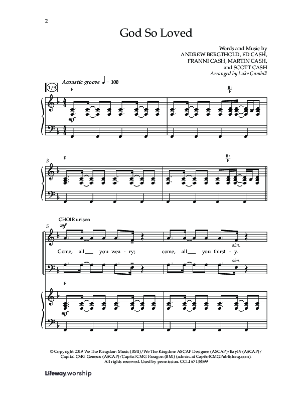God So Loved (Choir Edition / Sing It Now) Anthem (SATB/Piano) (Lifeway Choral / Arr. Luke Gambill / Orch. Dennis Allen)