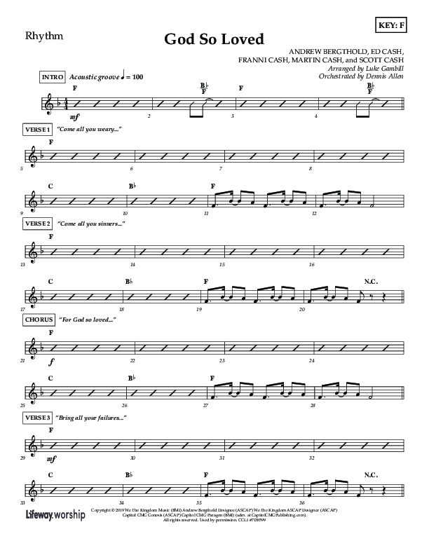 God So Loved (Choir Edition / Sing It Now) Lead Melody & Rhythm (Lifeway Choral / Arr. Luke Gambill / Orch. Dennis Allen)