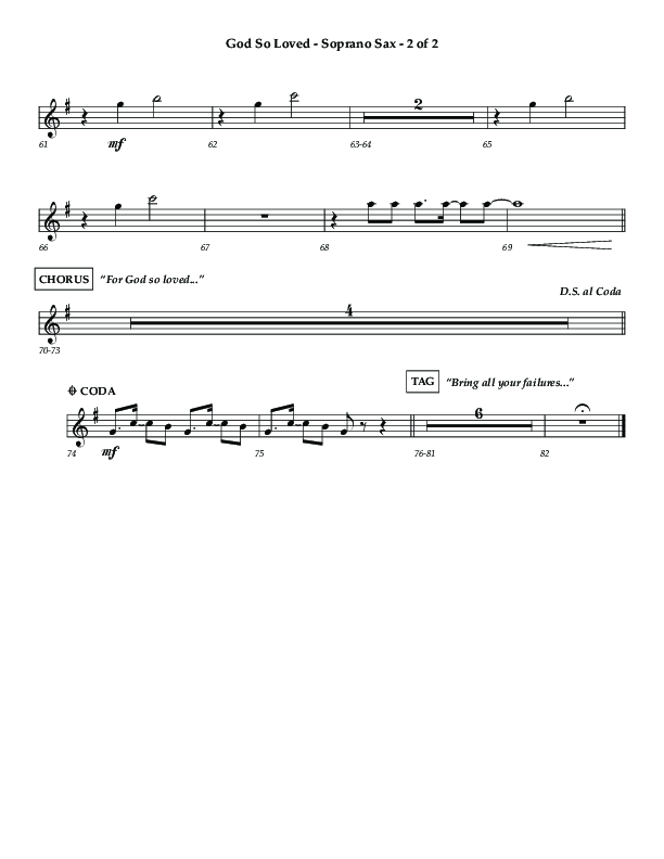 God So Loved (Choir Edition / Sing It Now) Soprano Sax (Lifeway Choral / Arr. Luke Gambill / Orch. Dennis Allen)