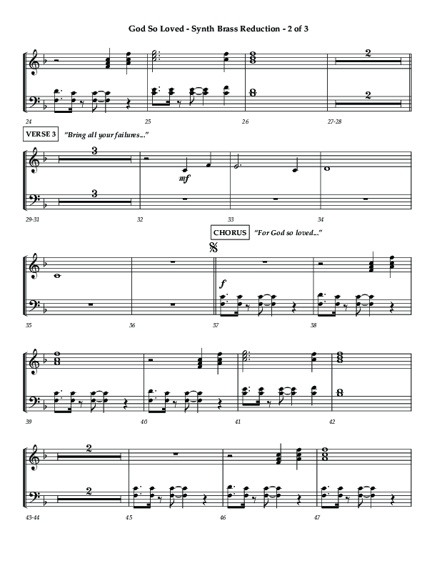 God So Loved (Choir Edition / Sing It Now) Synth Brass (Lifeway Choral / Arr. Luke Gambill / Orch. Dennis Allen)