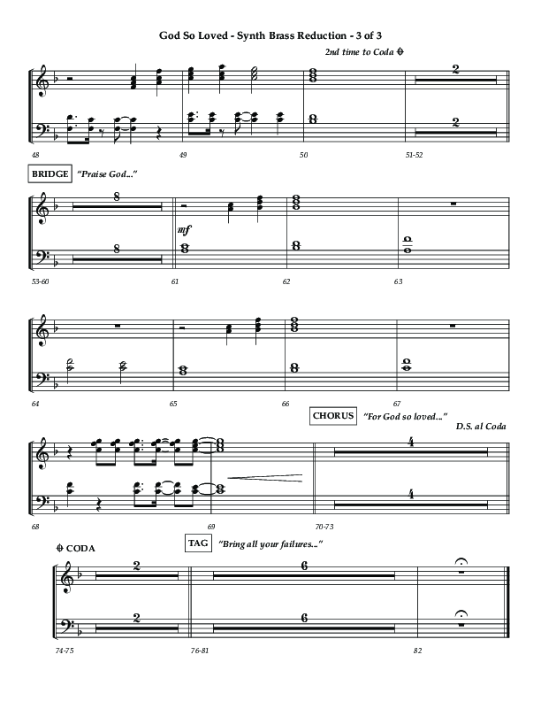 God So Loved (Choir Edition / Sing It Now) Synth Brass (Lifeway Choral / Arr. Luke Gambill / Orch. Dennis Allen)