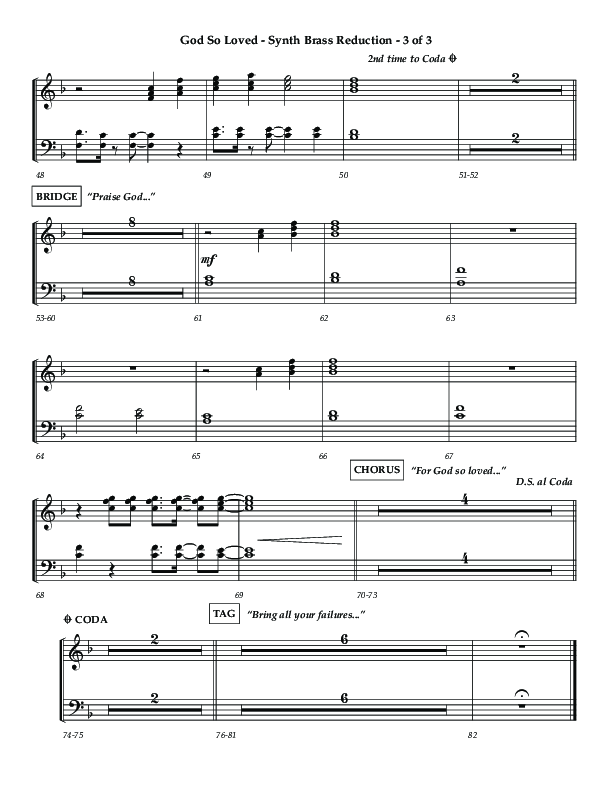 God So Loved (Choir Edition / Sing It Now) Synth Brass (Lifeway Choral / Arr. Luke Gambill / Orch. Dennis Allen)