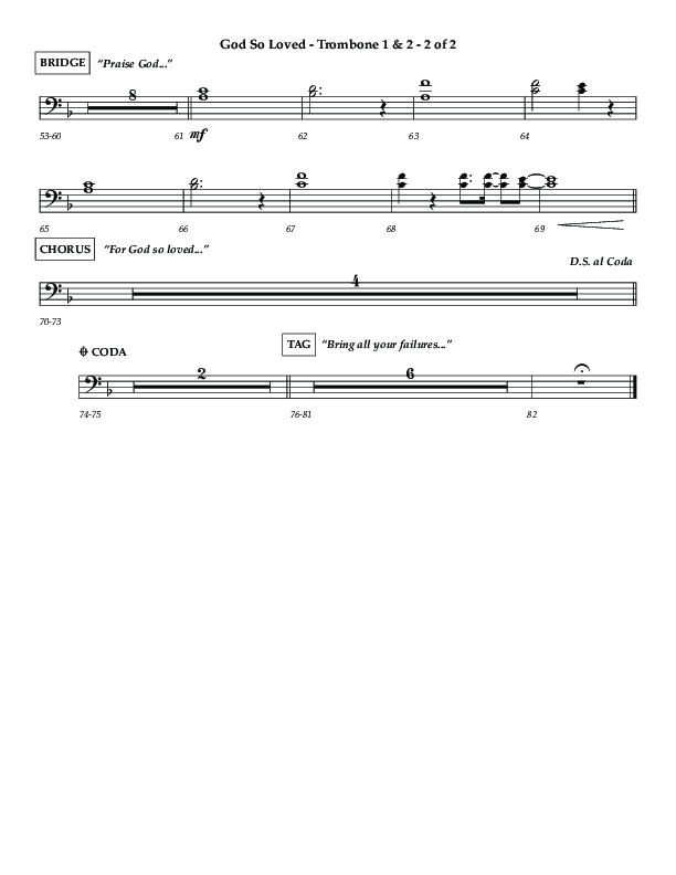 God So Loved (Choir Edition / Sing It Now) Trombone 1/2 (Lifeway Choral / Arr. Luke Gambill / Orch. Dennis Allen)