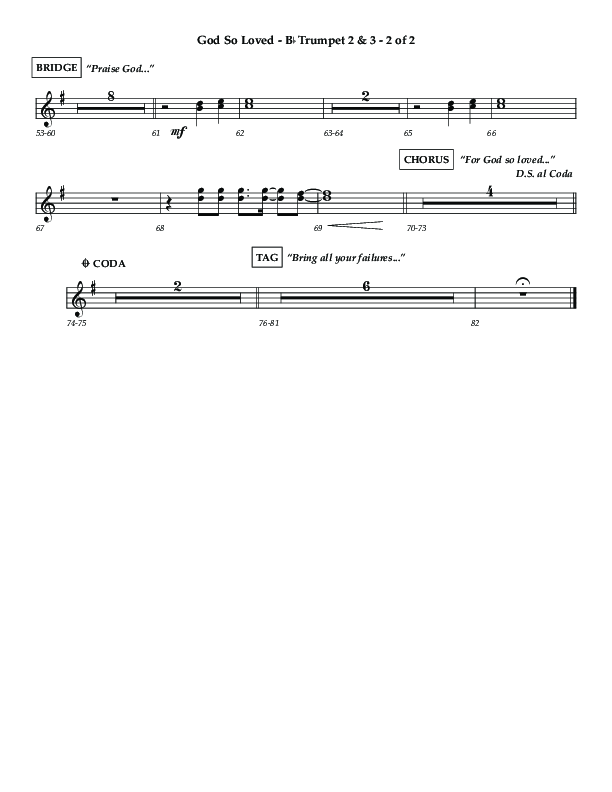 God So Loved (Choir Edition / Sing It Now) Trumpet 2/3 (Lifeway Choral / Arr. Luke Gambill / Orch. Dennis Allen)