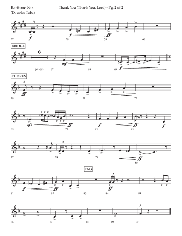 Thank You (Thank You Lord) (Choral Anthem SATB) Bari Sax (Lifeway Choral / Arr. Cliff Duren)