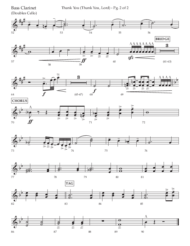 Thank You (Thank You Lord) (Choral Anthem SATB) Bass Clarinet (Lifeway Choral / Arr. Cliff Duren)
