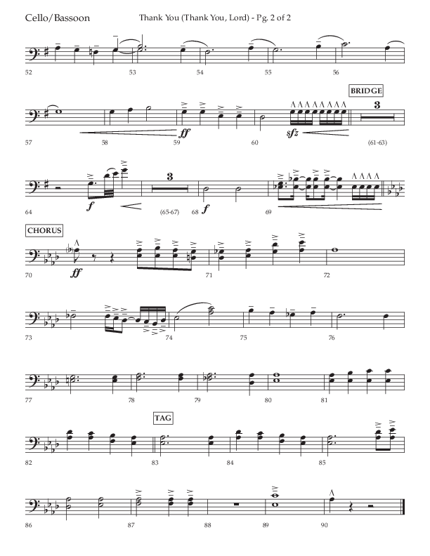 Thank You (Thank You Lord) (Choral Anthem SATB) Cello (Lifeway Choral / Arr. Cliff Duren)