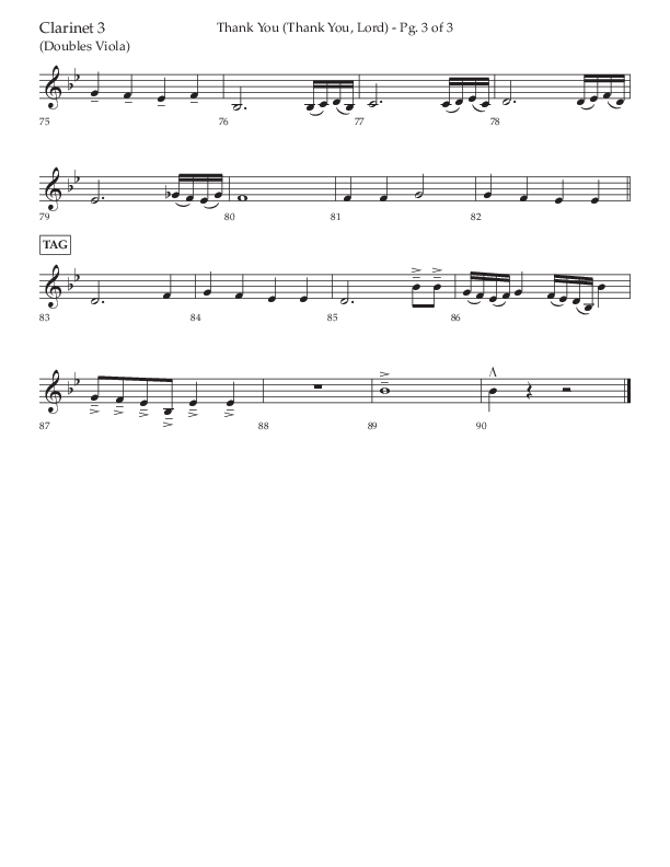 Thank You (Thank You Lord) (Choral Anthem SATB) Clarinet 3 (Lifeway Choral / Arr. Cliff Duren)