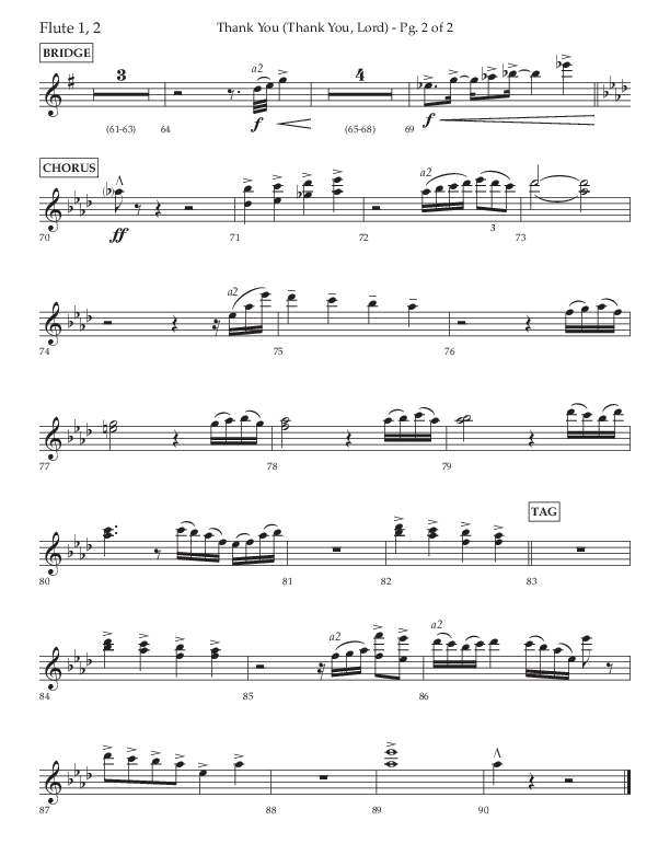 Thank You (Thank You Lord) (Choral Anthem SATB) Flute 1/2 (Lifeway Choral / Arr. Cliff Duren)