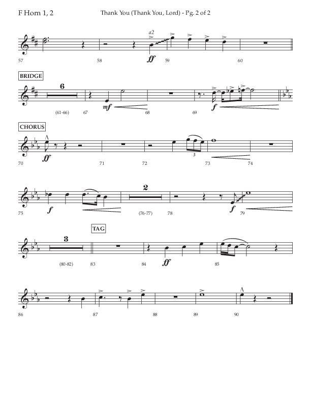 Thank You (Thank You Lord) (Choral Anthem SATB) French Horn 1/2 (Lifeway Choral / Arr. Cliff Duren)