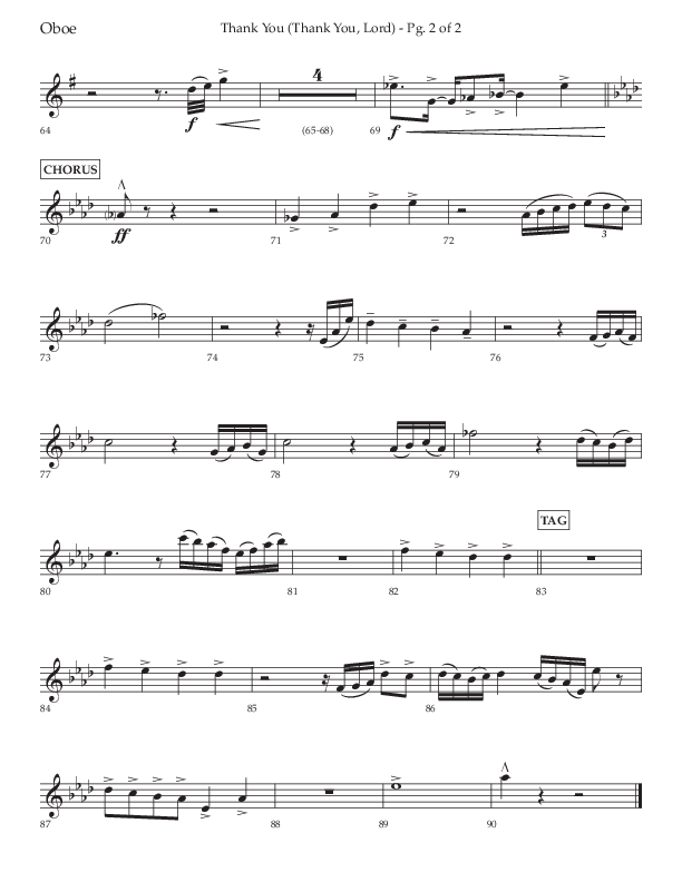 Thank You (Thank You Lord) (Choral Anthem SATB) Oboe (Lifeway Choral / Arr. Cliff Duren)