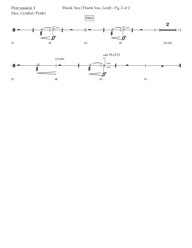 Thank You (Thank You Lord) (Choral Anthem SATB) Percussion 1/2 (Lifeway Choral / Arr. Cliff Duren)