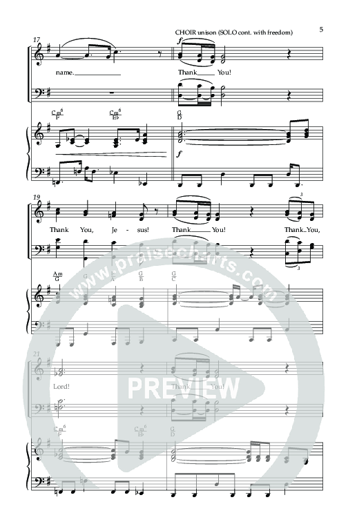 Thank You (Thank You Lord) (Choral Anthem SATB) Anthem (SATB/Piano) (Lifeway Choral / Arr. Cliff Duren)