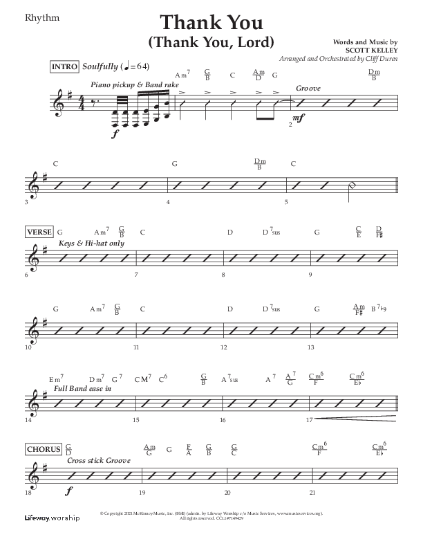 Thank You (Thank You Lord) (Choral Anthem SATB) Lead Melody & Rhythm (Lifeway Choral / Arr. Cliff Duren)