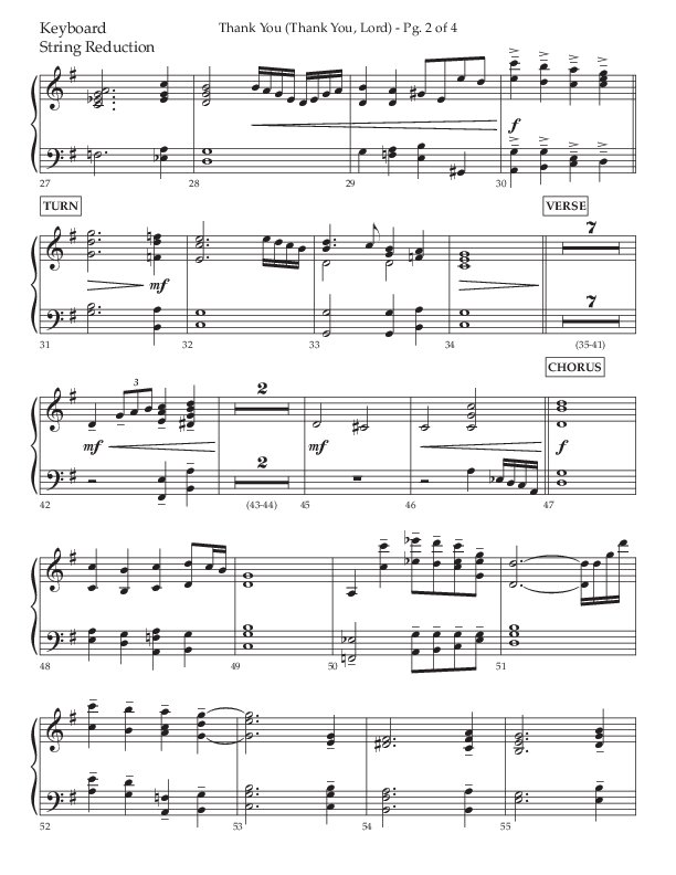 Thank You (Thank You Lord) (Choral Anthem SATB) String Reduction (Lifeway Choral / Arr. Cliff Duren)