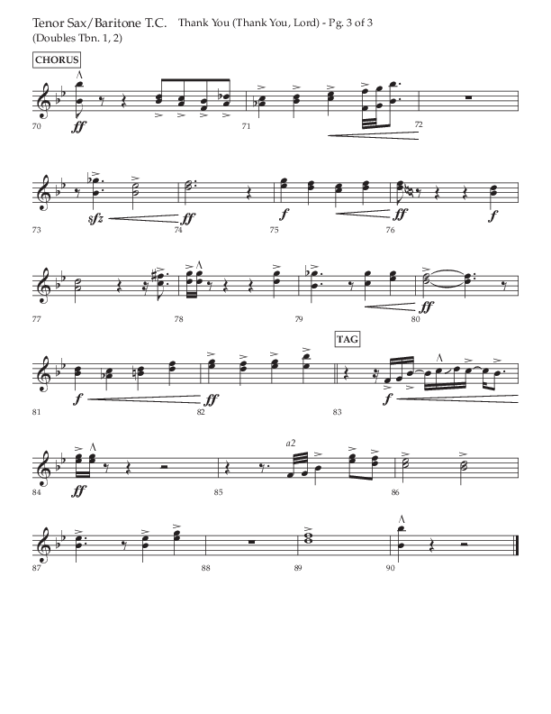 Thank You (Thank You Lord) (Choral Anthem SATB) Tenor Sax/Baritone T.C. (Lifeway Choral / Arr. Cliff Duren)
