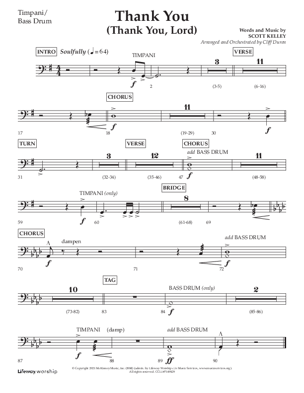 Thank You (Thank You Lord) (Choral Anthem SATB) Timpani (Lifeway Choral / Arr. Cliff Duren)