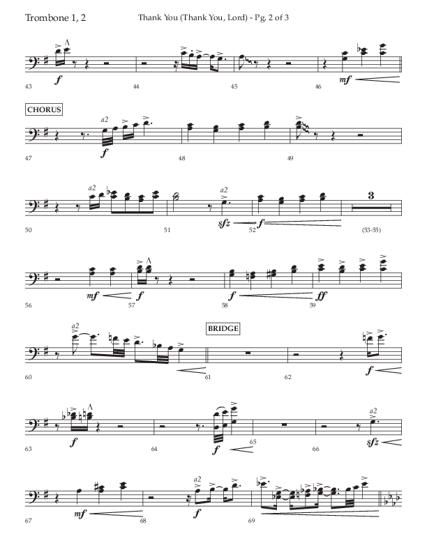 Thank You (Thank You Lord) (Choral Anthem SATB) Trombone 1/2 (Lifeway Choral / Arr. Cliff Duren)