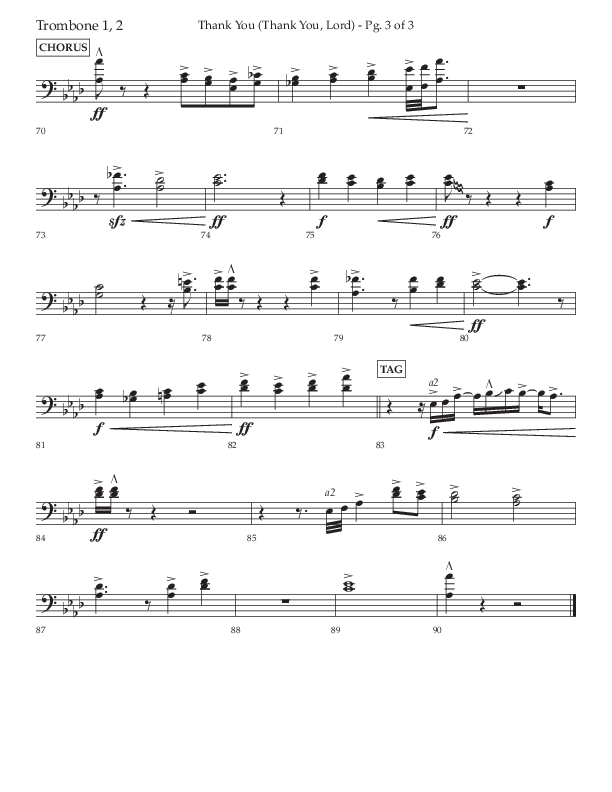 Thank You (Thank You Lord) (Choral Anthem SATB) Trombone 1/2 (Lifeway Choral / Arr. Cliff Duren)