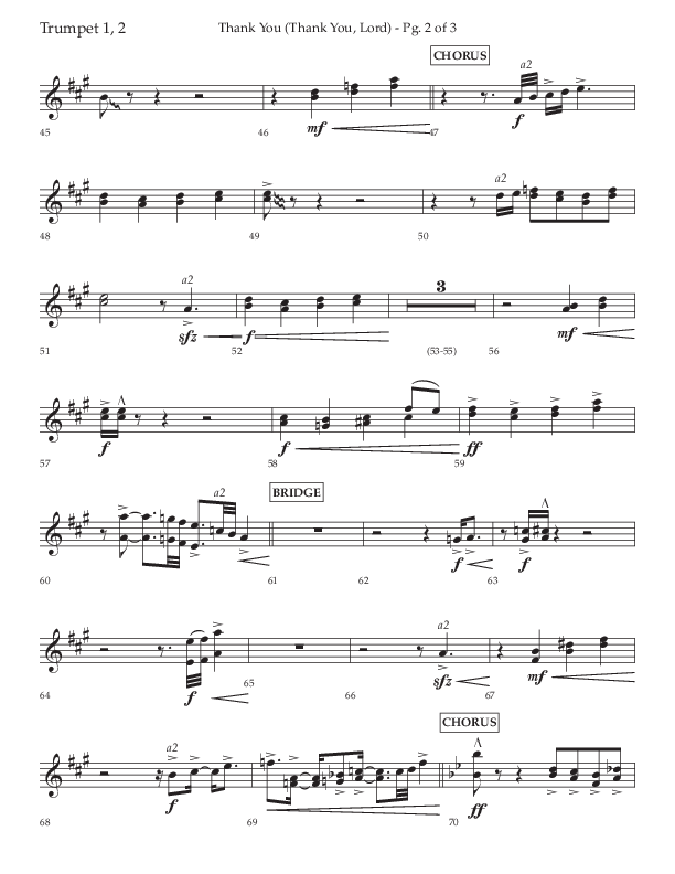 Thank You (Thank You Lord) (Choral Anthem SATB) Trumpet 1,2 (Lifeway Choral / Arr. Cliff Duren)