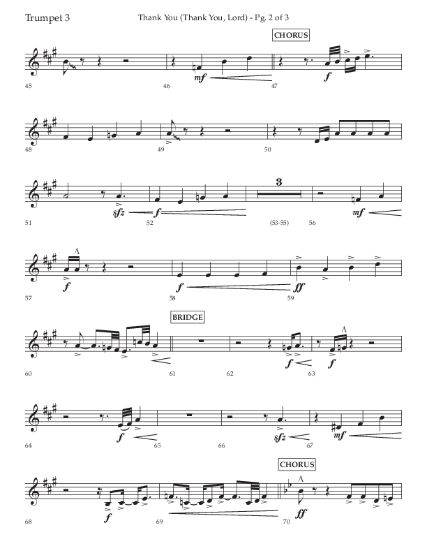 Thank You (Thank You Lord) (Choral Anthem SATB) Trumpet 3 (Lifeway Choral / Arr. Cliff Duren)