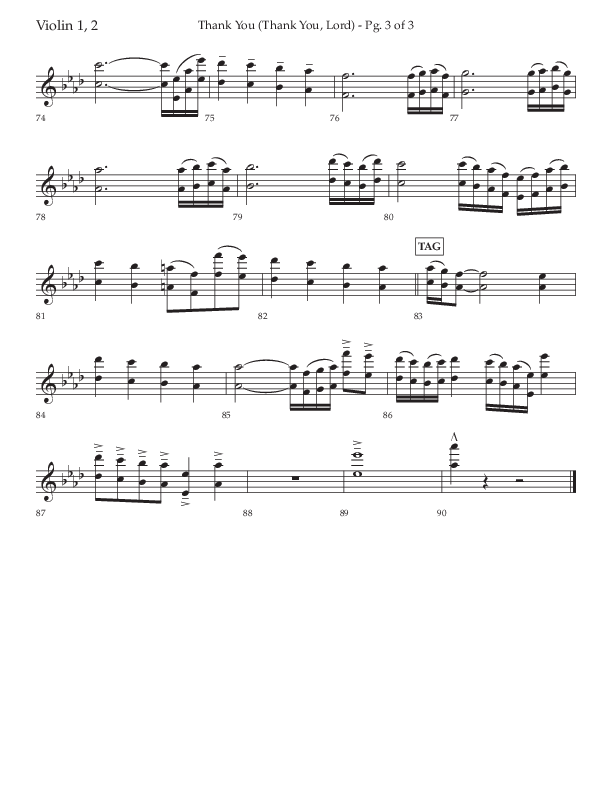 Thank You (Thank You Lord) (Choral Anthem SATB) Violin 1/2 (Lifeway Choral / Arr. Cliff Duren)
