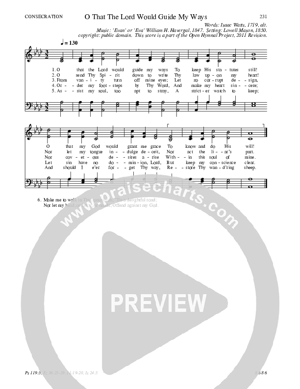 O That The Lord Would Guide My Ways Hymn Sheet (SATB) (Traditional Hymn)